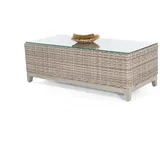 SonnenPartner Lounge-Tisch Thor 130x60 cm Pe-kunststof fgeflecht white-coral/Alu mit Glasplatte