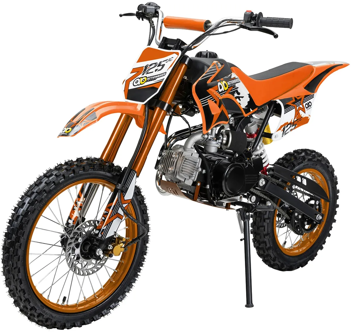 Kinder-Crossbike JC125, Benzin-Kindermotorrad, 125 ccm, 17/14-Reifen, 4-Takt-Motor, 80 km/h, ab 8 J. (Orange)