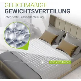 Juskys Gewichtsdecke 135x200 – Weiß, Anti-Stress-Decke mit Glasperlen, Baumwolle, 7 Schichten - 5 kg