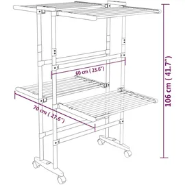 vidaXL Wäscheständer 2 Etagen mit Rollen 0,6 m silber