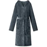 vidaXL Bademantel Hoodie Marineblau L Flanell