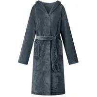 vidaXL Bademantel Hoodie Marineblau L Flanell