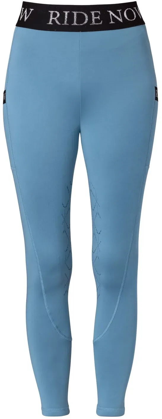 RIDE now Thermo-Reitleggings Grip-Halbbesatz sky blue 36