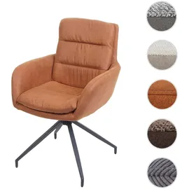 MCW Esszimmerstuhl MCW-K32, Küchenstuhl Lehnstuhl Stuhl, drehbar Auto-Position, Stoff MVG ~ Wildleder-Optik braun