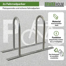 Trutzholm Fahrradständer 2 x Anlehnbügel 140 x 88 cm Stahl feuerverzinkt Ø 50 mm grau