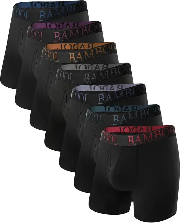 BAMBOO COOL Herren Ultra ComfortSoft Unterwäsche, feuchtigkeitsableitend und atmungsaktiv, rutschfeste Boxershorts mit Eingriff, Farbgruppe B, Größe S (7er-Pack)