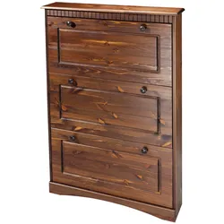 Schuhschrank HOME AFFAIRE "Rustic", braun (dunkelbraun), Für 9-11 Paar Schuhe, Schränke, mit Knopfgriffen aus massiver Kiefer,FSC-zertifiziert,Kassetenoptik