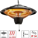 Cepewa Elektrischer Deckenheizstrahler ca. Ø42cm 1500W Outdoor Garten Terrasse - Schwarz