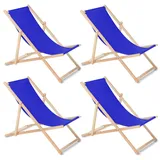 Liegestuhl Strandliege Gartenliege Sonnenliege 4er Set Dunkelblau Buchenholz