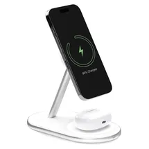 PURO 2in1 Mag Station Kabellose Ladestation für Handy und Kopfhörer - Weiß
