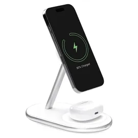 PURO 2in1 Mag Station Kabellose Ladestation für Handy und Kopfhörer - Weiß