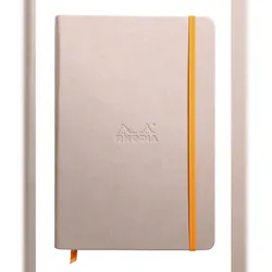 Rhodiarama Notizbuch A5, fester Einband, 96 Blatt blanko, Papier elfenbein 90g, mit Gummizugverschluss - Beige 118745C