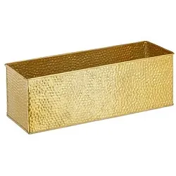 relaxdays Blumenkasten Metall gold rechteckig 40,0 x 13,5 cm