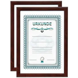 Ideal Trend 2er 3er 5er 10er Pack Dokument Bilderrahmen 21x29,7 DIN A4 Urkunde Foto Rahmen: Farbe: 2er Pack Mahagoni II