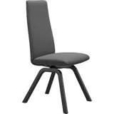 Polsterstuhl STRESSLESS "Laurel", grau (grau batick, schwarz), B:49cm H:105cm T:60cm, Leder BATICK: BATICK ist ein leicht korrigiertes, durchgefärbtes und genarbtes Möbelleder, bei dem die meisten Unebenheiten und Spuren in der Regel entfernt wurden., Stühle, Polsterstuhl, High Back, Größe M, mit schräggestellten Beinen in Schwarz