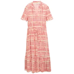 TOM TAILOR Damen Maxi-Kleid mit Muster, rot, Kariert, Gr. 36