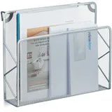 Relaxdays Zeitschriftenhalter Wand, Zeitungsablage hängend, Wandkorb, HBT 28x35,5x10 cm, Magazinhalter, Metall, Silber
