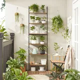 Bücherregal Standregal 6 Ablagen Leiterregal Aufbewahrungsregal Holz LLS103B01