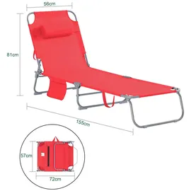 SoBuy Sonnenliege 195 x 56 x 58 cm Rot