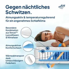 AM Qualitätsmatratzen Deluxe Taschenfederkernmatratze 90 x 200 cm H4