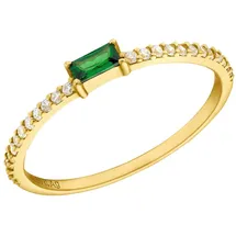 Amor Fingerring "Smaragreen" Gr. 54, grün (goldfarben, weiß, grün), Fingerringe, Damen, 54, Silber 925 (Sterlingsilber), 1,3mm, Fingerring, mit Zirkonia (synth.)