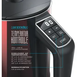 Arendo Wasserkocher 1,5 l Rot