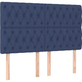 vidaXL Boxspringbett mit Matratze & LED Blau 140x200 cm Stoff