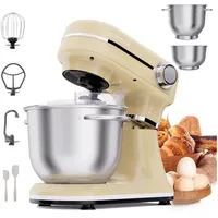 SUNCOK Küchenmaschine Multifunktionale Knetmaschine, 12-Geschwindigkeit, 59 Dezibel. geeignet zum Backen und Kneten von Teig, 1500 W, Elektrische Küchenmaschine,mit 2 Edelstahl-Rührschüsseln 4,5 und 5,5l beige