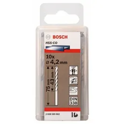 Metallbohrer HSS-Co, DIN 338, 4,2 x 43 x 75 mm, 10er-Pack