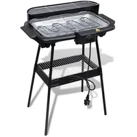 DOTMALL Standgrill Grill BBQ Standgrill Barbecue Tischgrill Elektrogrill Gartengrill schwarz