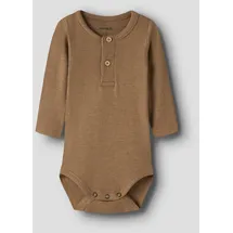 NAME IT "NBMKAB LS BODY NOOS", Mädchen, Gr. 74, N-Gr, braun (toasted coconut), Feinripp, Obermaterial: 57% Baumwolle, 38% Modal, 5% Elasthan, unifarben, regular fit, Rundhals, Bodys