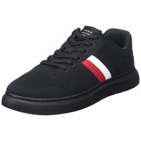Tommy Hilfiger Herren Cupsole Sneaker Lightweight Knit Stripes Schuhe, Schwarz (Black), 44