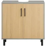 SoBuy Waschbeckenunterschrank aus Holz und Metall Grau 60 cm BZR133-NG