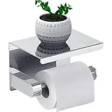 Toilettenpapierhalter, Rollenpapierhalter Ohne Bohren, Toilettenpapierspender Mit Ablage, Edelstahl Sus 304, Selbstklebend