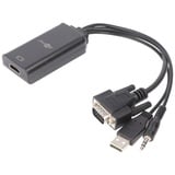 goobay 61259 VGA auf HDMI Adapter für Full HD 1080p @ 60Hz / VGA to HDMI Adapterkabel konvertiert VGA & Audio in HDMI Signale/Monitorkabel Schwarz