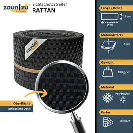 zaunzu® Sichtschutzstreifen 26 m schwarz Rattan