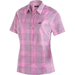 Funktionsbluse MAIER SPORTS "Philina", Damen, Gr. 44, rosa, 85% Polyester, 15% Viscose, Kurzarm, Blusen, Karierte Kurzarm-Bluse für Wandern, Reisen und Freizeit