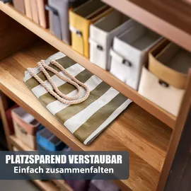 BigDean Strandtasche XXL Grün/Weiß/Grau 53 x 38 x 20 cm