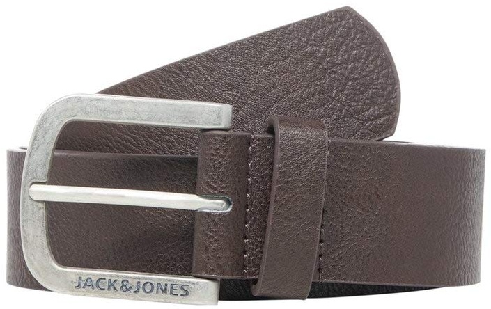 Herren Jack & Jones Ledergürtel JACHARRY Belt Leder Optik Gürtel mit Logo Metall Schnalle, Farben:Dunkelbraun, Größe Gürtel:95