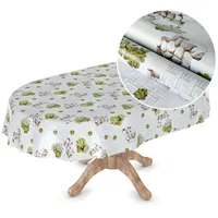 ANRO Wachstuchtischdecke Wachstuch Tischdecke abwaschbar Wachstischdecke Plastik-Tischdecken Glatt Oval