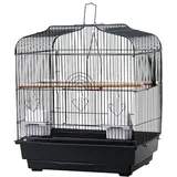 Hapihom Reise VogelkäFig für Kleine Papageien, KanarienvöGel, Nymphensittiche, Unzertrennliche, Finken, Wellensittiche, Conures, Tragbarer FlugvogelkäFig Mit Griff Und Sitzstangen 46 × 36 × 52cm