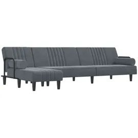 vidaXL Schlafsofa in L-form Dunkelgrau 260x140x70 Cm Samt