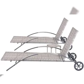 Mendler HWC-E27 2er-Set Sonnenliege 200 x 70 x 30 cm Grau