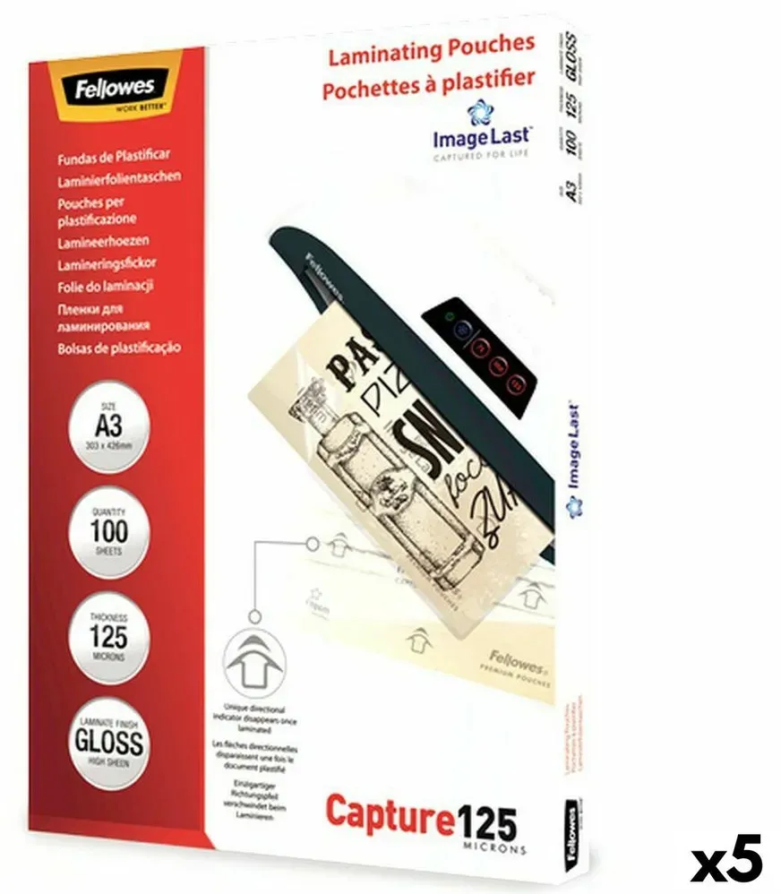 Laminierfolientaschen Fellowes 100 Stücke Durchsichtig A3 (5 Stück)