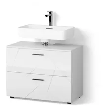 livinity Waschbeckenunterschrank Ronco 80 x 58,6 x 41 cm Weiß Hochglanz