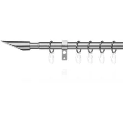 Gardinenstange LICHTBLICK ORIGINAL "Gardinenstange Lipstick, 20 mm, ausziehbar, 1 läufig 130 - 240 cm", silber (matt), L:130cm Ø:20mm, Metall, Gardinenstangen, Einläufige Vorhangstange mit Ringen für Gardinen und Stores.