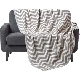 Homescapes Chevron Bettüberwurf 130 x 170 cm Grau