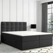 m-punkt24 Boxspringbett Prag 180 x 200 cm H3 Schwarz/Grau