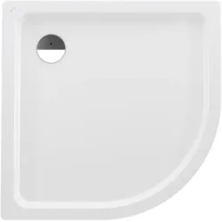 Duschwanne Viertelkreis PLATINA 1000x1000x65 aus Stahl Ablauf seitlich inklusive Schallschutz weiß