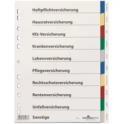 DURABLE Ordnerregister Vollformat blanko mit Deckblatt Versicherungen DIN A4